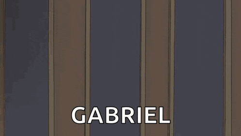 a cartoon character with pink hair and green glasses is named gabriel