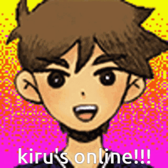 a picture of a cartoon character with the words " kiru 's online !!! " on the bottom
