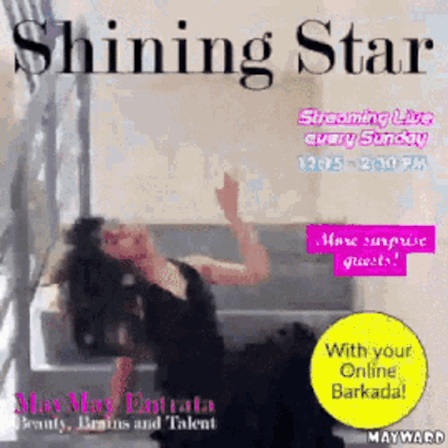 a poster for shining star shows a woman in a black dress