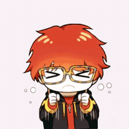 a cartoon character with red hair and glasses is wearing a mask and making a face .