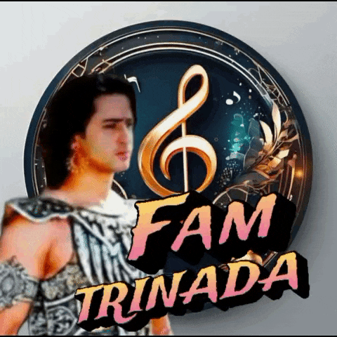 a picture of a man with a treble clef and the words fam trinidada