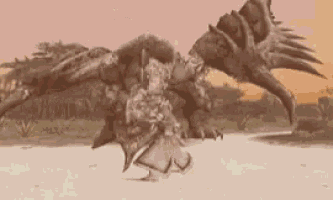 a person is standing in front of a large dragon .