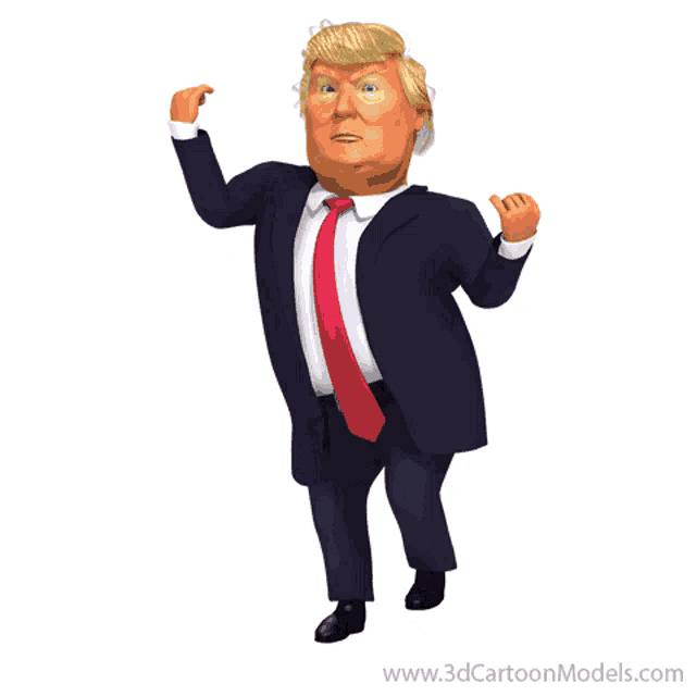 a 3d cartoon model of donald trump with the website www.3dcartoonmodels.com below him