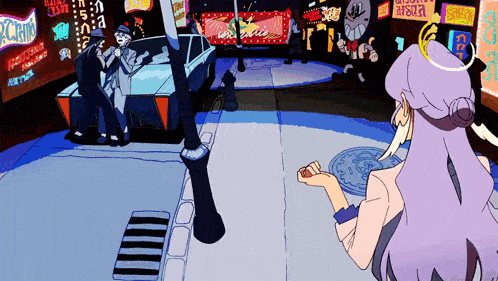 a cartoon drawing of a woman standing in front of a sign that says " princess "
