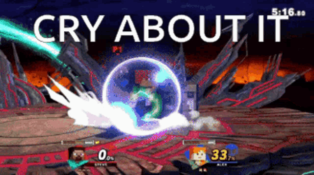 a video game screen says cry about it at the top