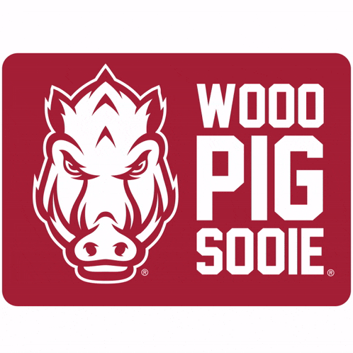 a sign that says wood pig sooie with a picture of a boar on it