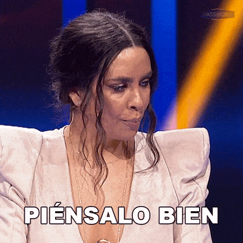 a woman in a white jacket says " piensalo bien "