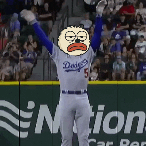 a dodgers player with a cartoon face on his face