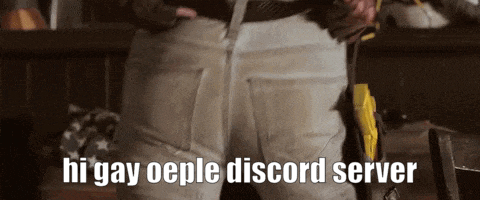 a man 's butt is shown with the words " hi gay oeple discord server " on the bottom
