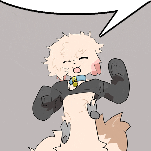 a cartoon drawing of a furry character with a speech bubble above him