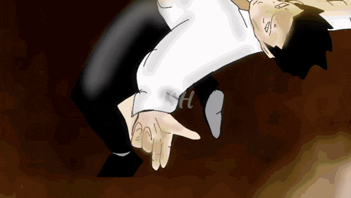 a drawing of a man laying down with the letter h visible