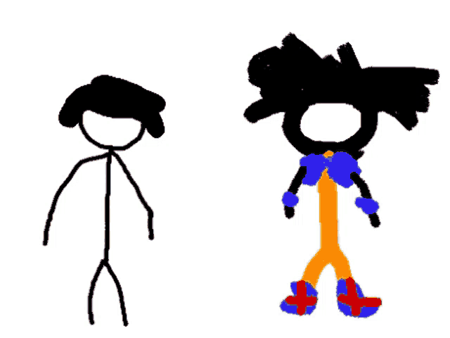 a drawing of a stick figure and a drawing of a stick figure without a face