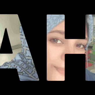 a woman wearing a blue scarf has the letter b behind her