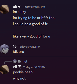 a screenshot of a text conversation between eli and another person