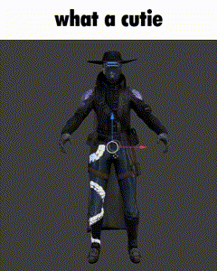 a 3d model of a cowboy with the words what a cutie on the top