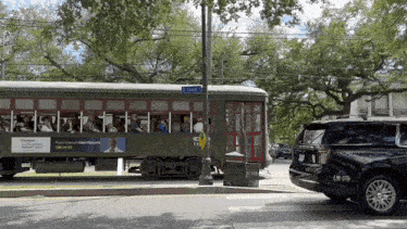 a trolley with the number 13 on the side