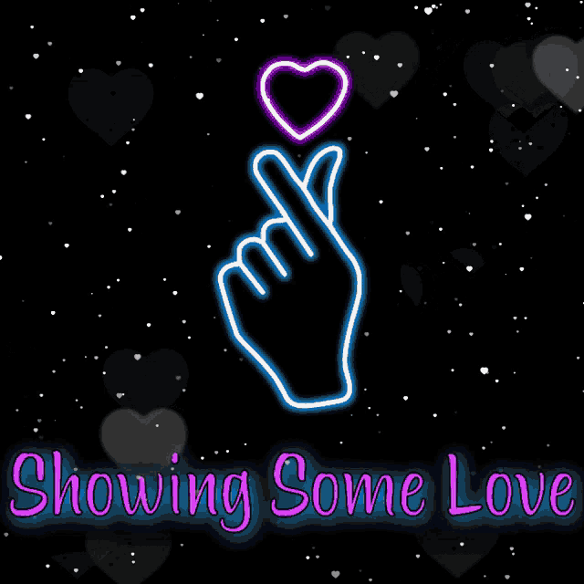 a neon sign that says showing some love with a heart