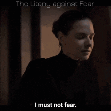 a poster that says " the litany against fear " on it