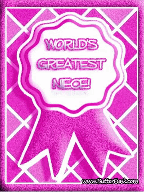 a pink ribbon with the words world 's greatest neoe