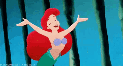 ariel from the little mermaid is flying through the air .