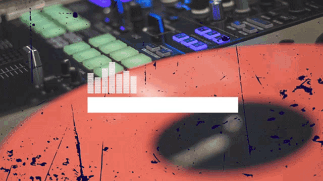 a graphic of a loading bar next to a mixer and a microphone