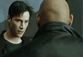 a bald man and a bald man are looking at each other .