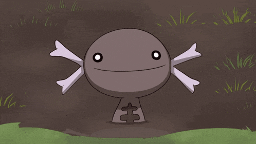 a cartoon drawing of a frog with a cross on its head