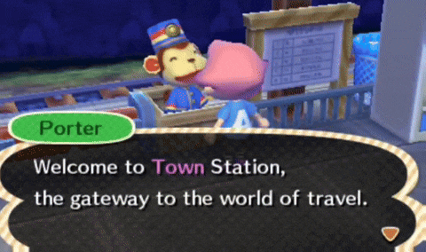 a video game character named porter welcomes you to town station the gateway to the world of travel