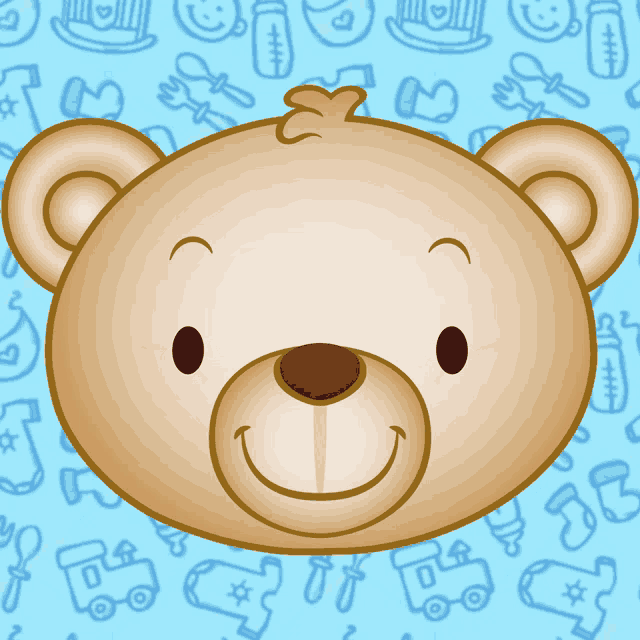 a teddy bear with red hearts in its eyes is on a blue background