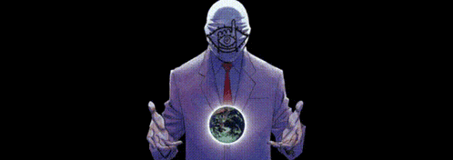 a man in a suit and tie is holding a glowing earth in his hands