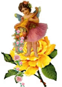 a fairy is sitting on a yellow rose