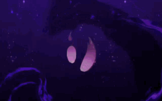 a purple anime girl with long hair is standing in front of a purple background .