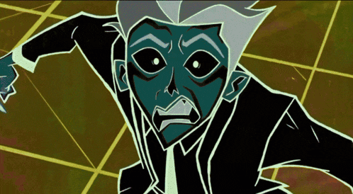 a cartoon of a man with a green face