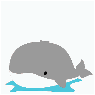a baby is standing on top of a whale with water coming out of it