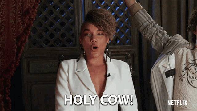 a woman says holy cow in a netflix advertisement