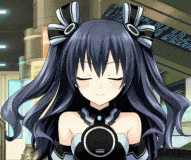 a black and white anime character with a circle on her chest