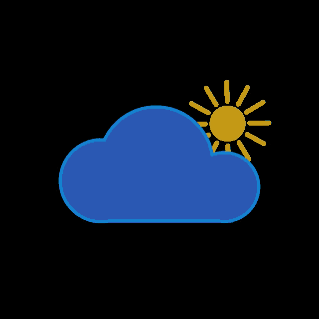 a blue cloud with a yellow sun in the background