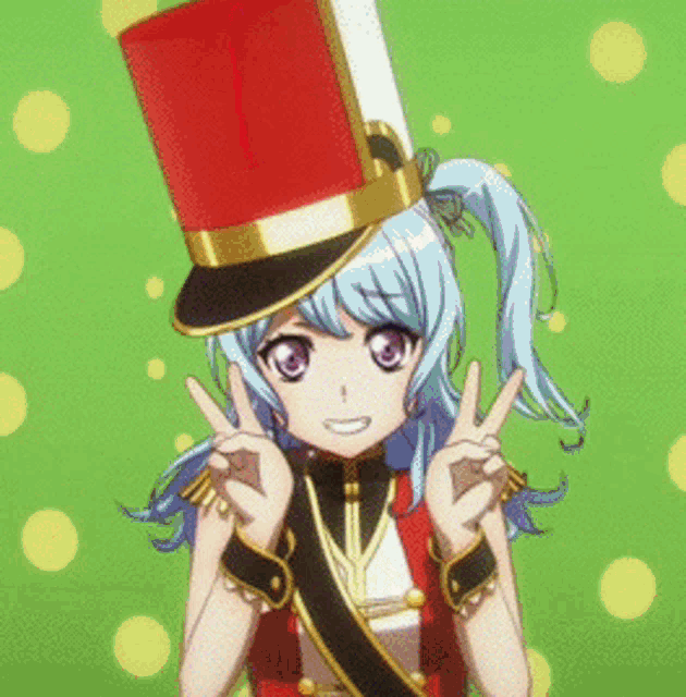 a girl wearing a top hat is giving the peace sign