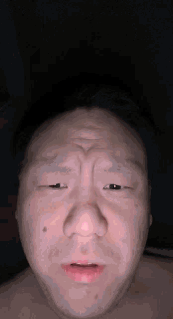a close up of a man 's face with a beard