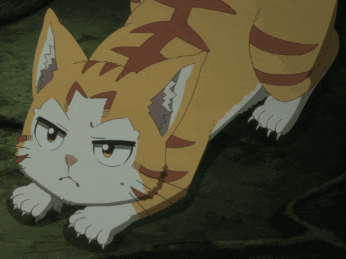 a cartoon cat with a serious look on his face