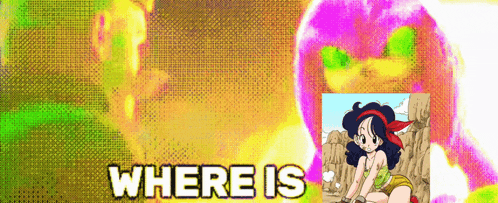 a picture of a girl with the words " where is " above her