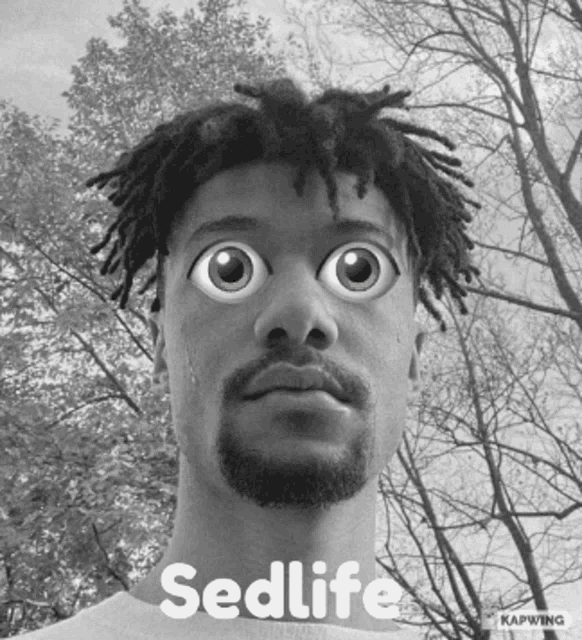 a black and white photo of a man with dreadlocks and the words sedlife on the bottom