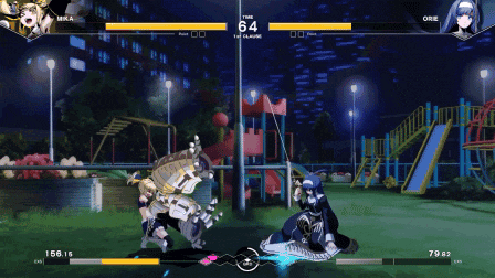 a video game is being played in a park and the score is 64