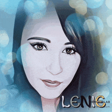 a picture of a woman with the name lenc on the bottom right