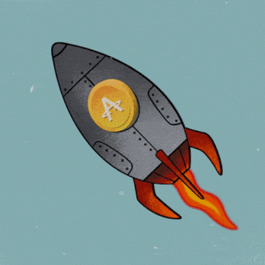 a rocket with the letter a on it is flying through the air