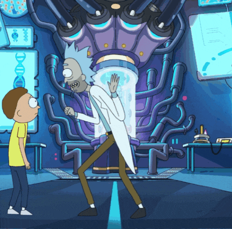 a cartoon of rick and morty in a room