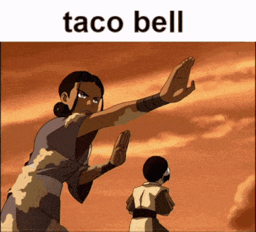 a taco bell advertisement with a cartoon of a girl