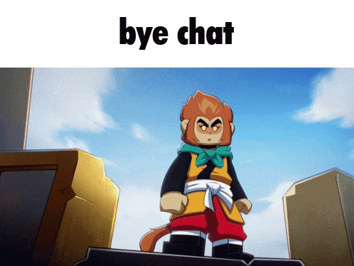 a picture of a cartoon character with the words bye chat above him