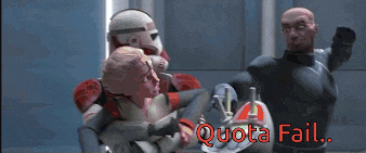a man in a suit kicks another man in the face with the words quota fail written below him