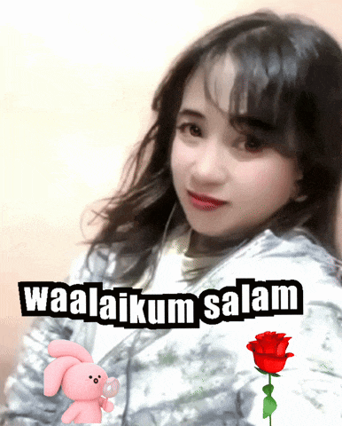 a picture of a girl with the words waalaikum salam